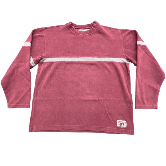Aeropostale Other - Aeropostale Burgundy Long Sleeve Crew Neck Shirt With Stripes Size XL